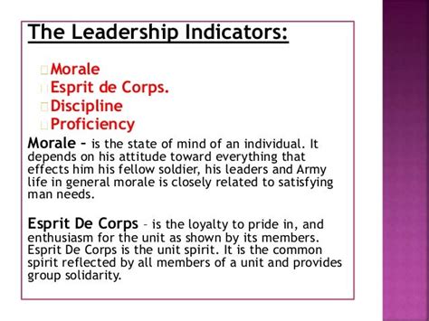 morale and esprit de corps